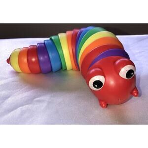 Fidget Toy Slug Articulated Sensory Wiggly Rainbow Worm Caterpillar Slug 6"